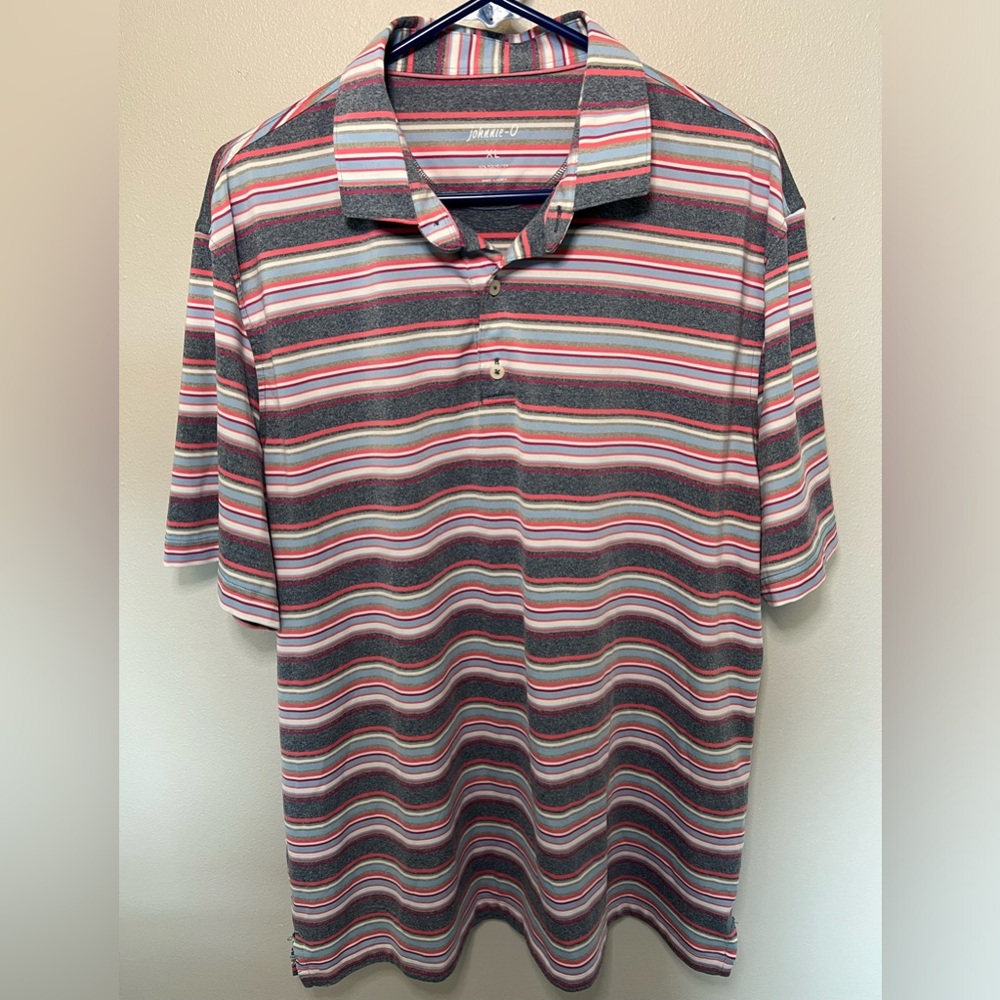 Men’s XL johnnie-O Pink and Blue Striped Polo